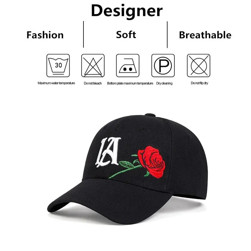 New Vintage Streetwear™ LA Rose Embroidered Adjustable Baseball Hat