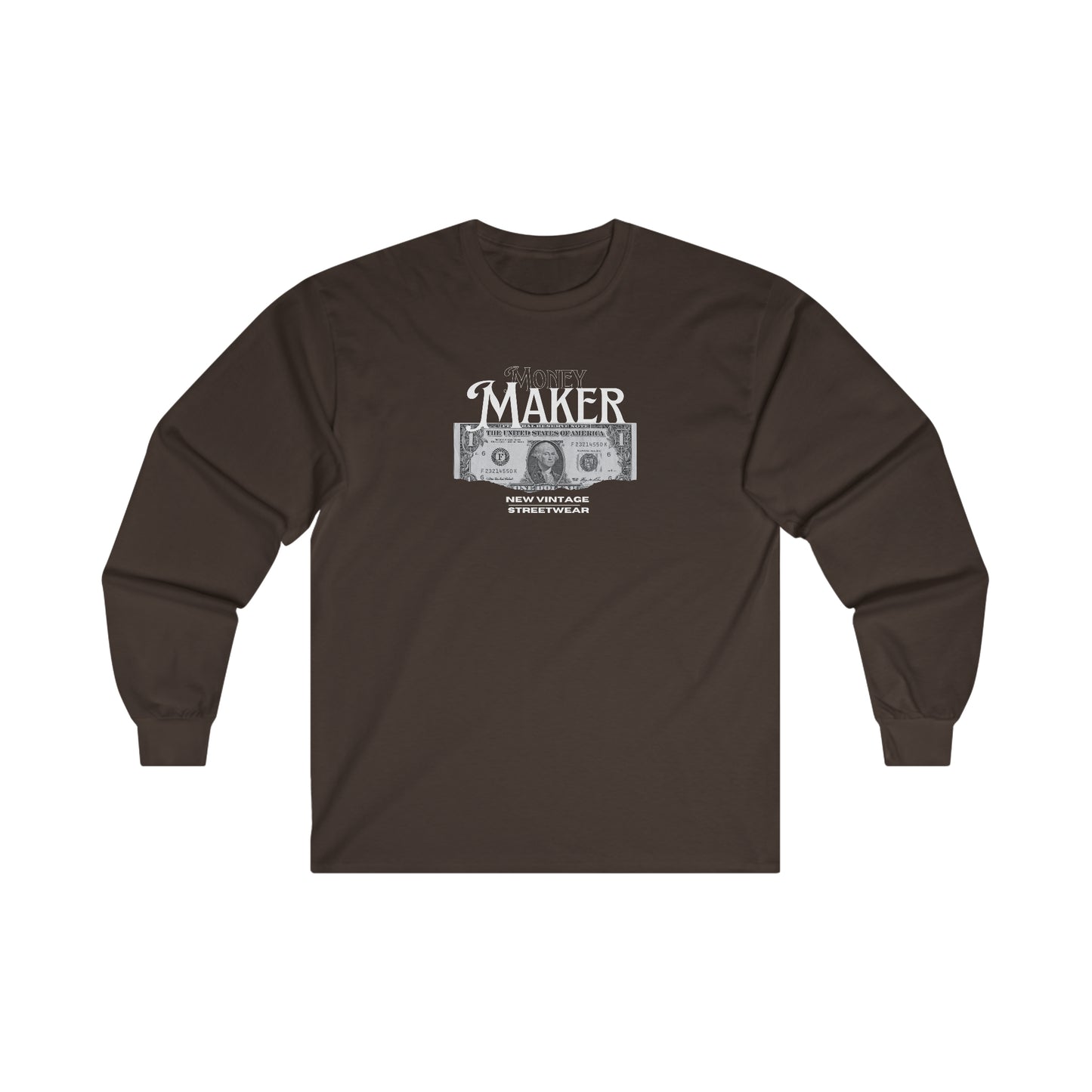 Money Maker New Vintage Streetwear™ Long Sleeve Tee | FRONT PRINT