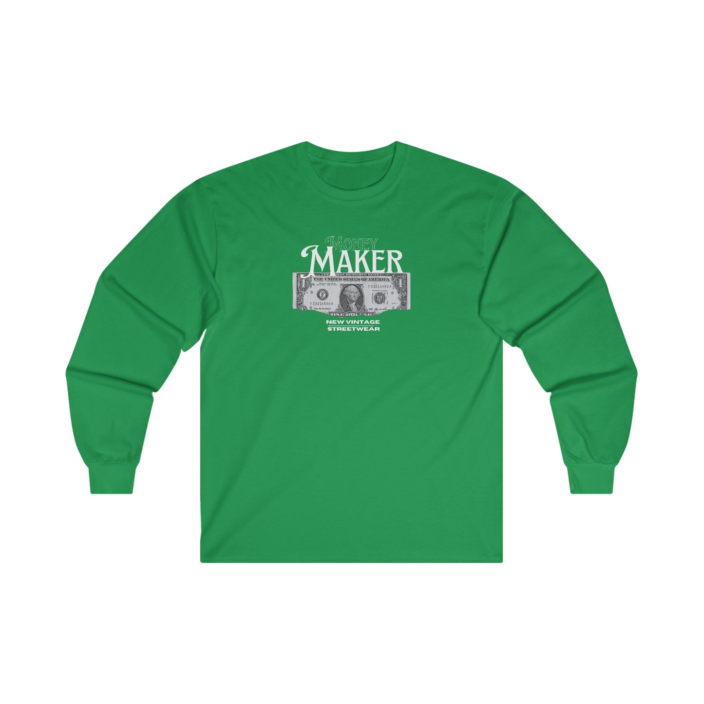 Money Maker New Vintage Streetwear™ Long Sleeve Tee | FRONT PRINT