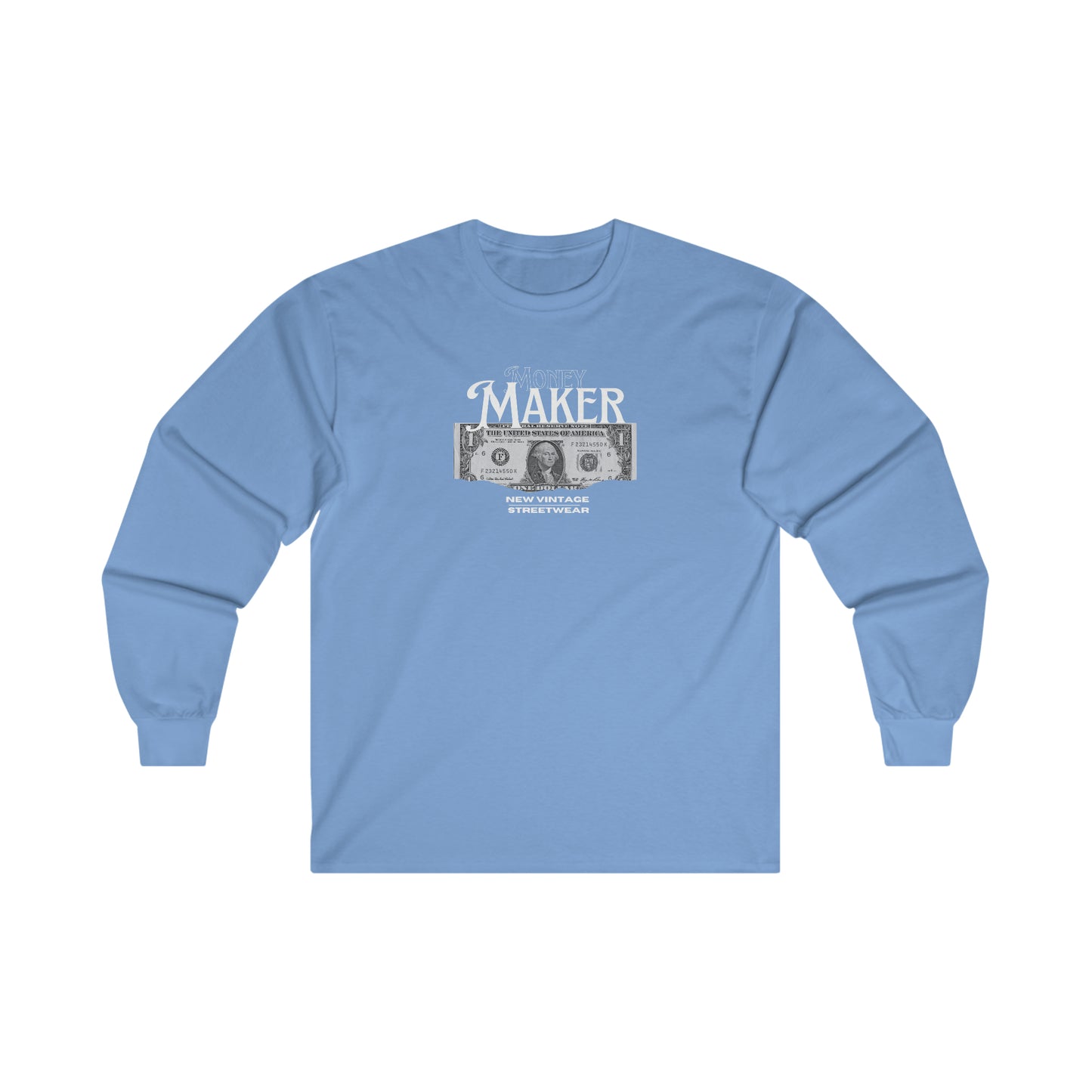 Money Maker New Vintage Streetwear™ Long Sleeve Tee | FRONT PRINT