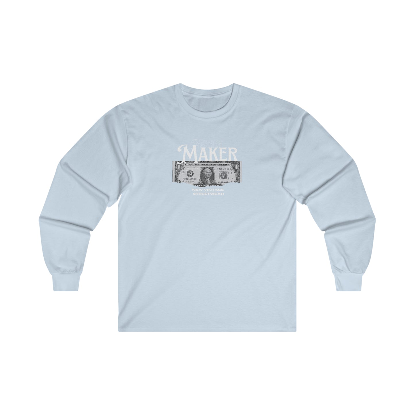 Money Maker New Vintage Streetwear™ Long Sleeve Tee | FRONT PRINT