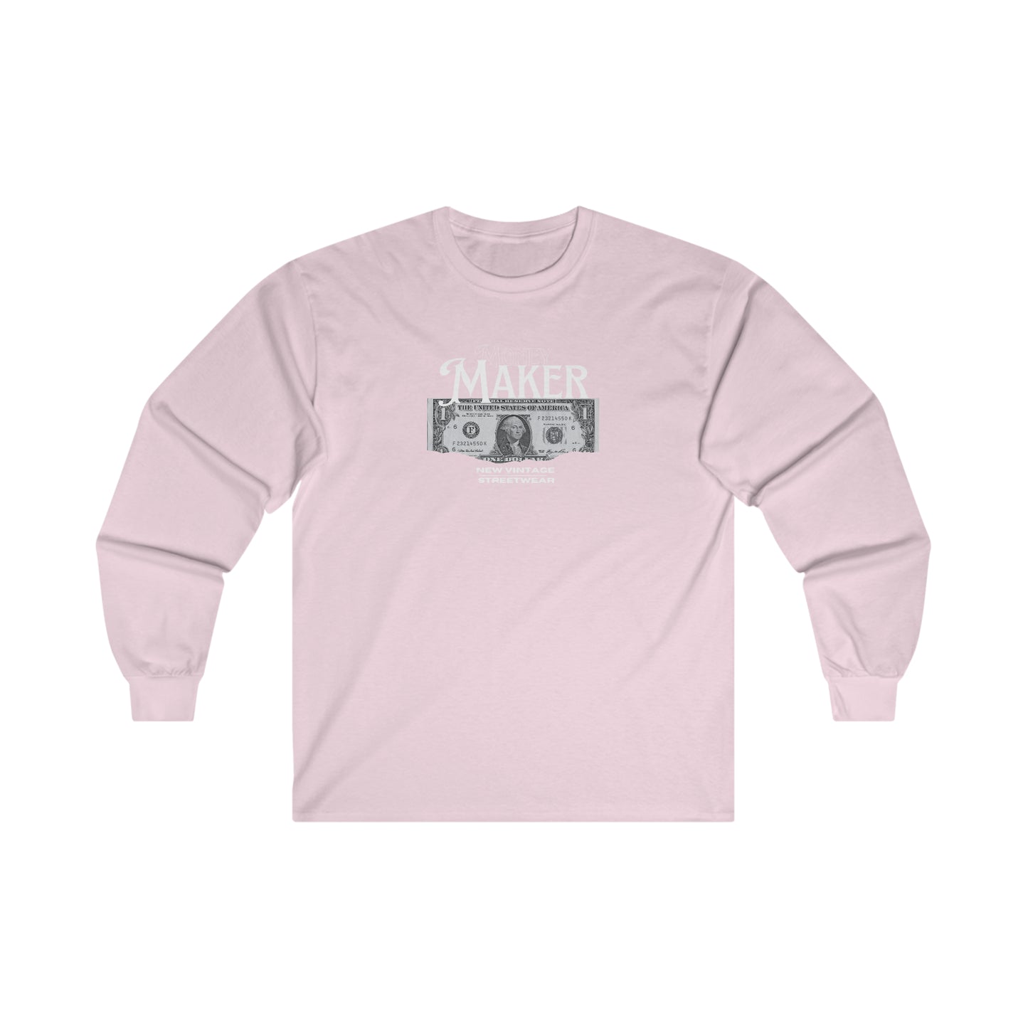 Money Maker New Vintage Streetwear™ Long Sleeve Tee | FRONT PRINT