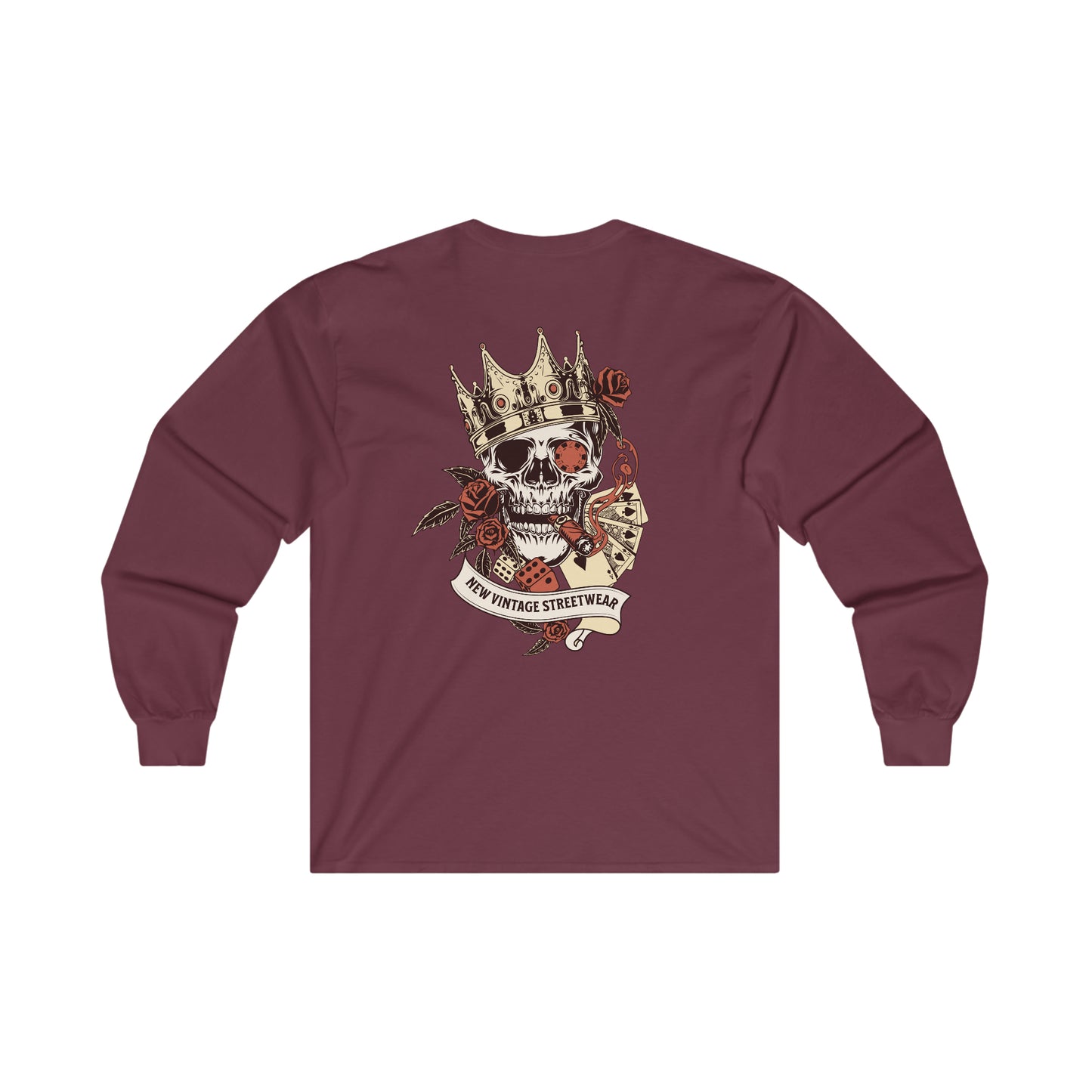 King of Spades New Vintage Streetwear™ Long Sleeve Tee | BACK PRINT