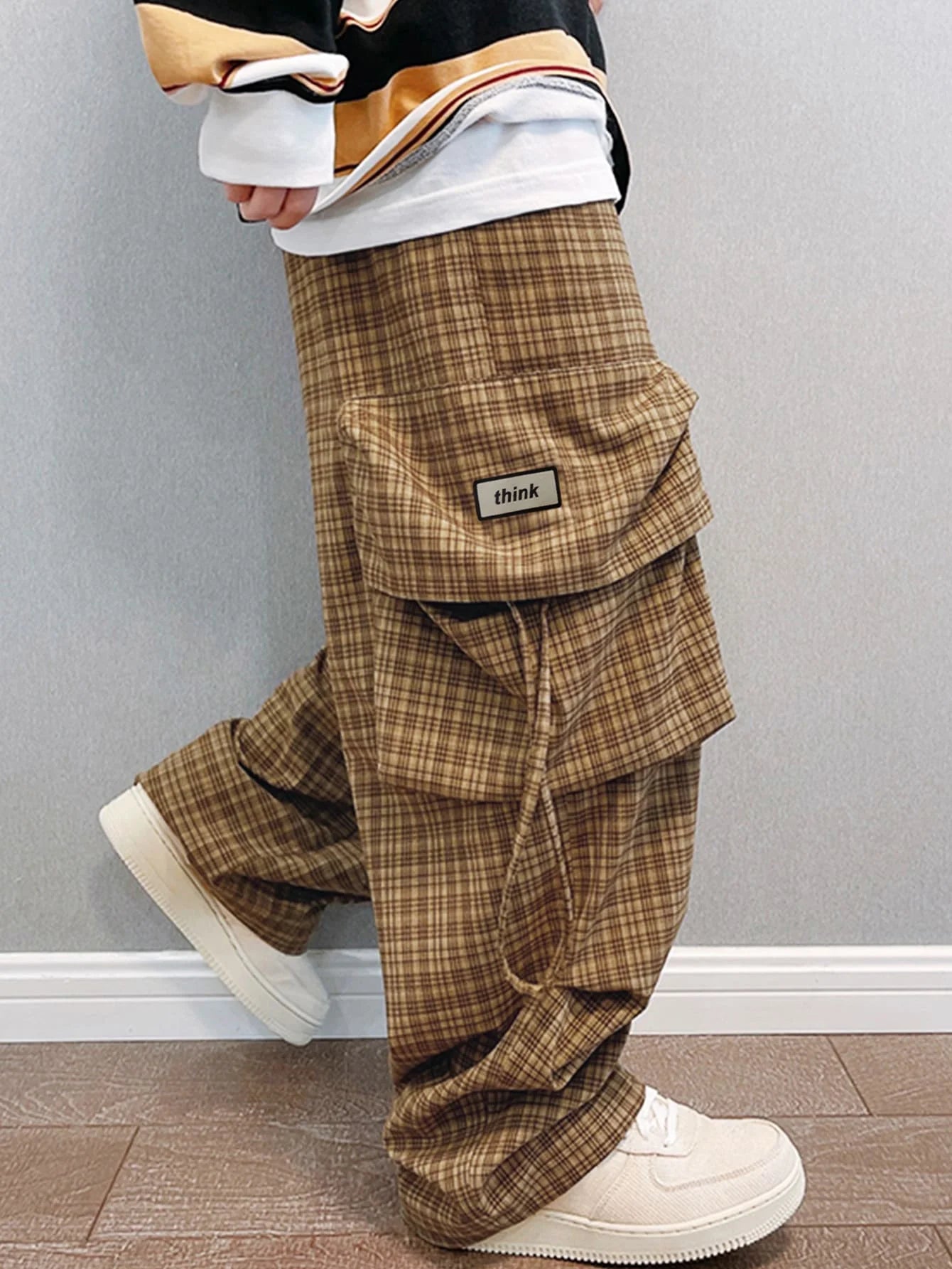 New Vintage Streetwear™ Drawstring Wide Leg Checkered Pattern Pants