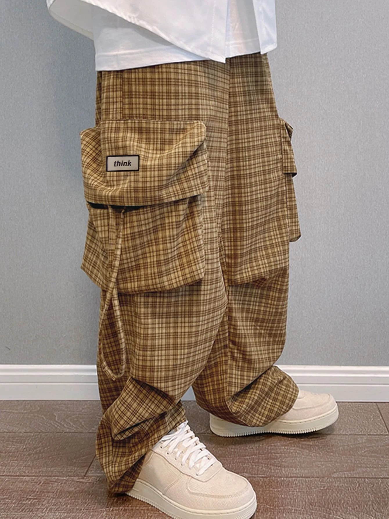 New Vintage Streetwear™ Drawstring Wide Leg Checkered Pattern Pants