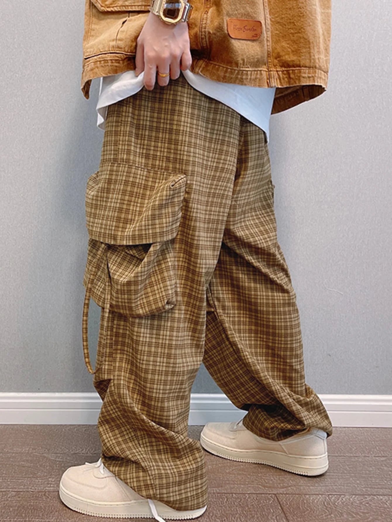 New Vintage Streetwear™ Drawstring Wide Leg Checkered Pattern Pants