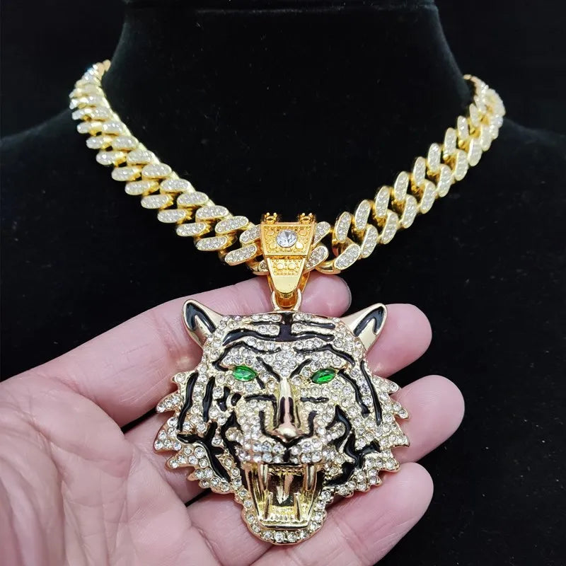 New Vintage Streetwear™ Iced Out Tiger Pendant Necklace Chain