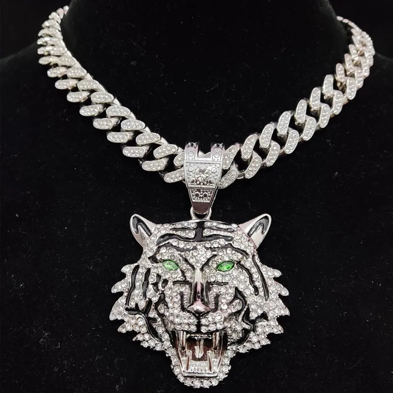 New Vintage Streetwear™ Iced Out Tiger Pendant Necklace Chain