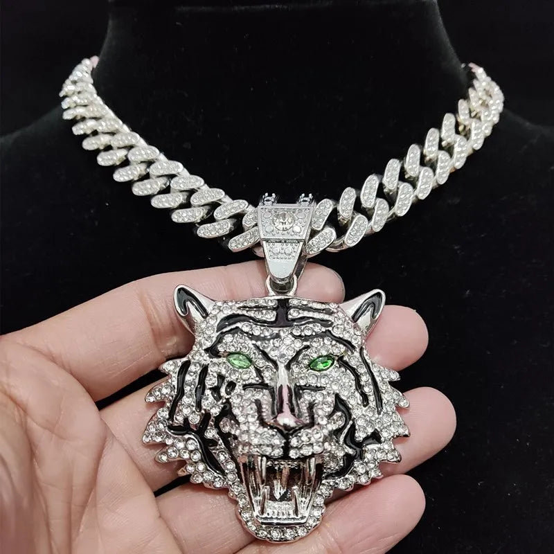 New Vintage Streetwear™ Iced Out Tiger Pendant Necklace Chain