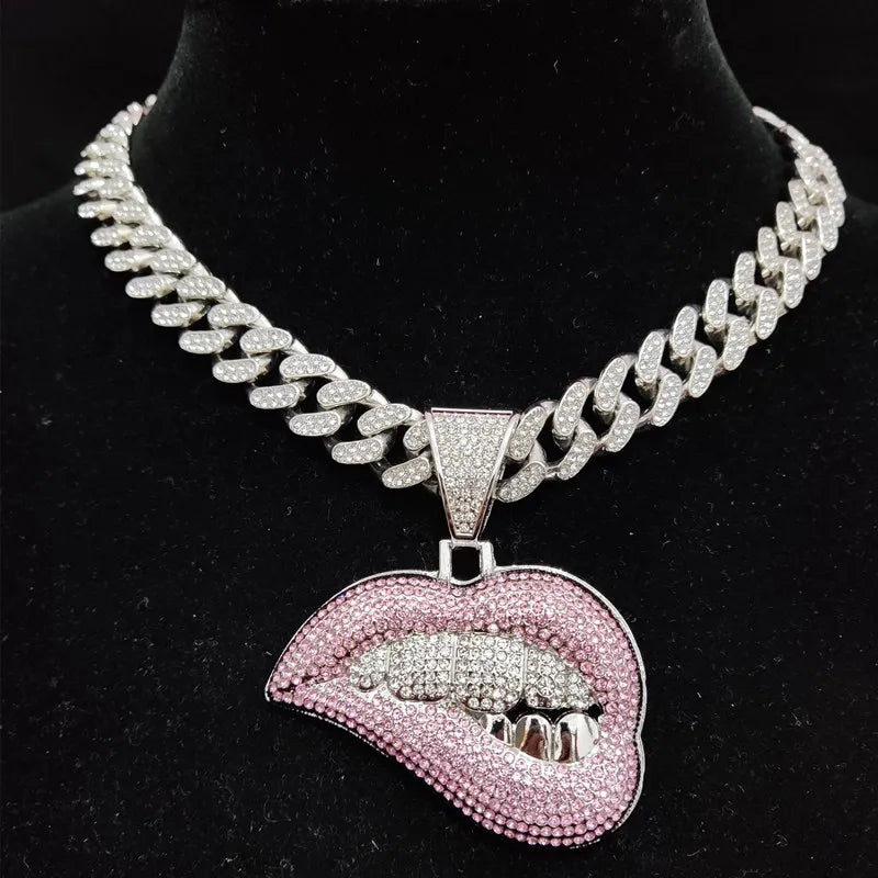 New Vintage Streetwear™ Iced Out Lip Bite Necklace Chain