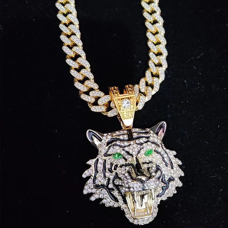 New Vintage Streetwear™ Iced Out Tiger Pendant Necklace Chain