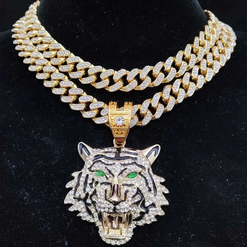 New Vintage Streetwear™ Iced Out Tiger Pendant Necklace Chain