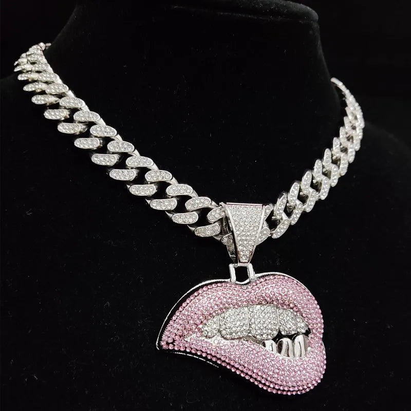 New Vintage Streetwear™ Iced Out Lip Bite Necklace Chain