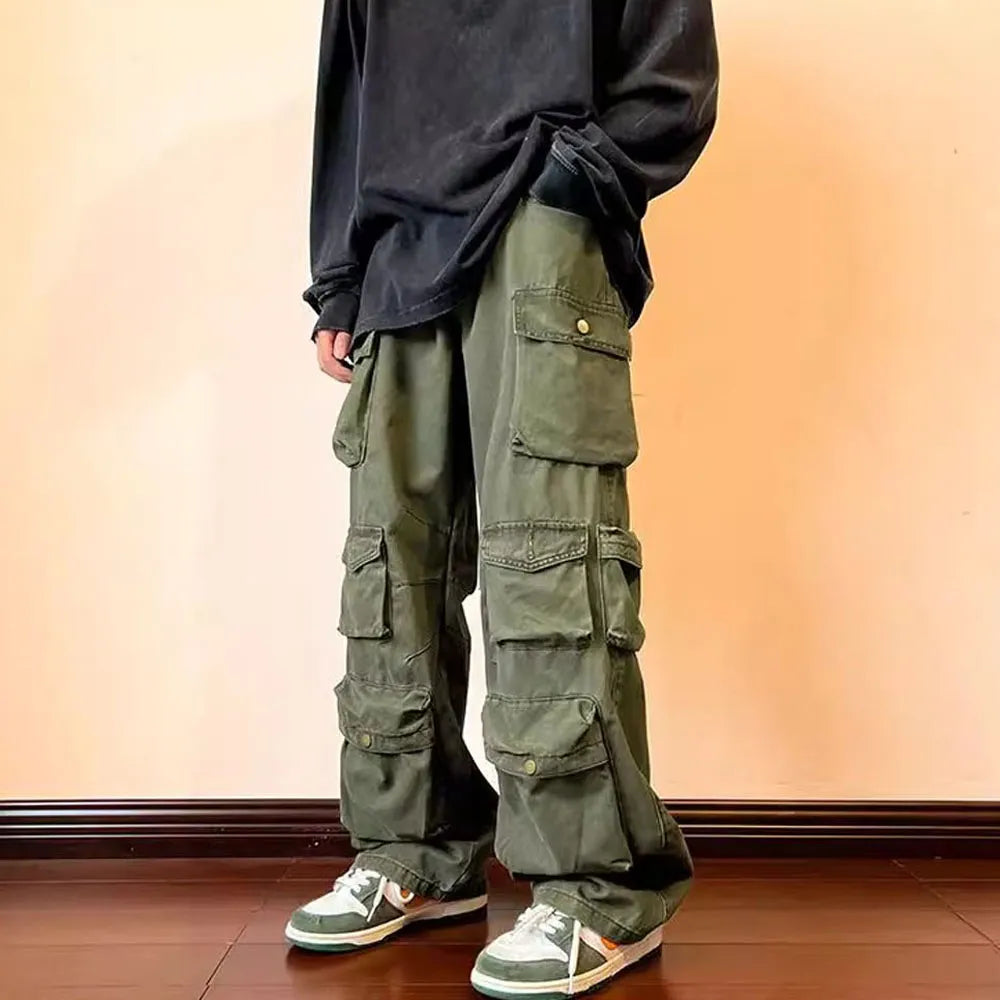 New Vintage Streetwear™ Cargo Multi-Pockets Loose Wide Leg Pants