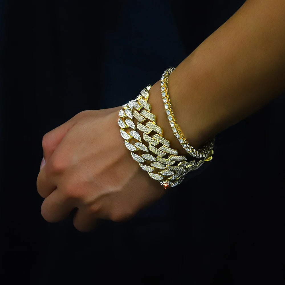 New Vintage Streetwear™ Iced Out 8 Inch Gold & Silver Bracelets