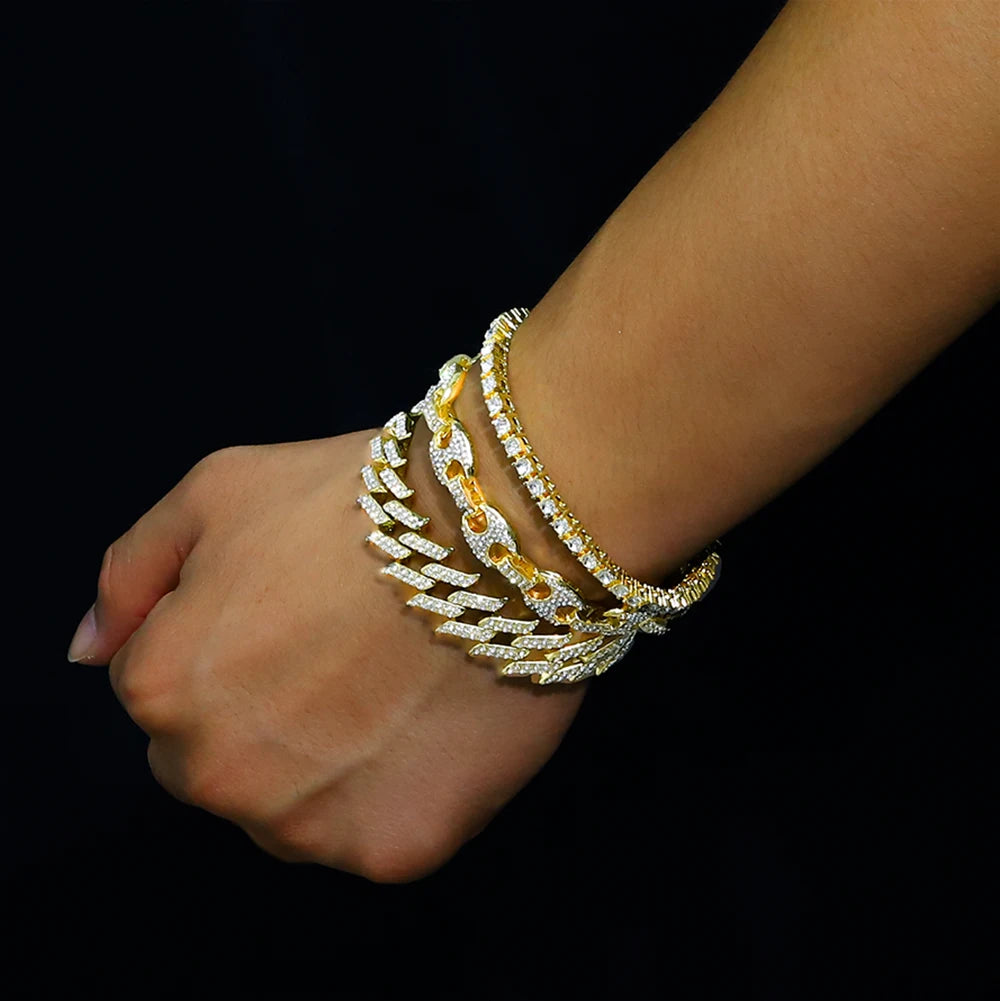 New Vintage Streetwear™ Iced Out 8 Inch Gold & Silver Bracelets